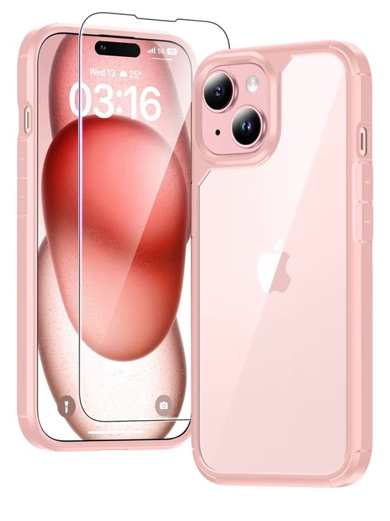 Amazon Other - Amazon Clear Phone Case with Blush Pink Bumper